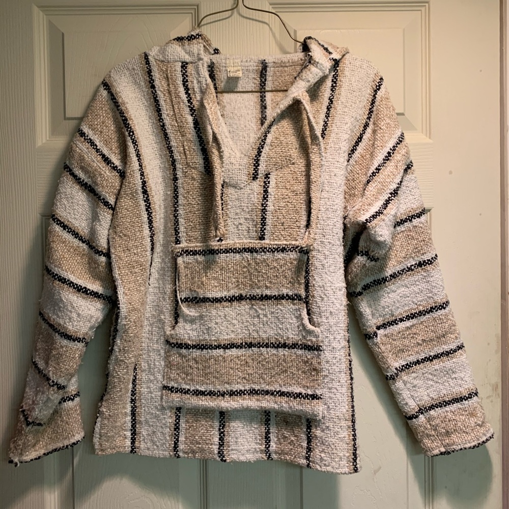 Neutral colors Striped baja Hoodie